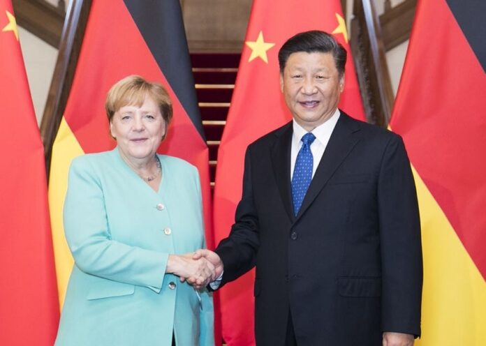 Chinese President Xi Jinping meets with visiting German Chancellor Angela Merkel in Beijing, capital of China, Sept. 6, 2019. (Xinhua/Huang Jingwen)