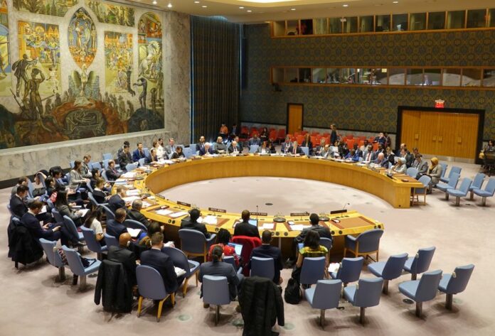 Photo taken on March 11, 2020 shows the UN Security Council Debate on Countering Terrorism and Extremism in Africa at the UN headquarters in New York. (Xinhua/Wang Jiangang)