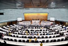 Senators Protest Plan to Slash Their Salaries for COVID-19 Funds A file photo of a Senate meeting.