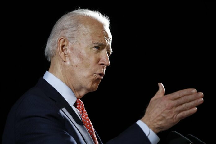 Democratic presidential candidate former Vice President Joe Biden speaks about the coronavirus Thursday, March 12, 2020, in Wilmington, De. (AP Photo/Matt Rourke)