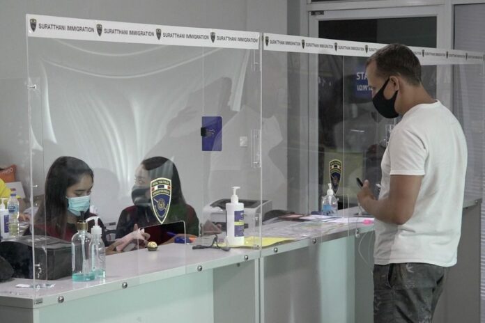 Scene of an immigration office in Surat Thani province on April 8, 2020. Scene of an immigration office in Surat Thani province on April 8, 2020.