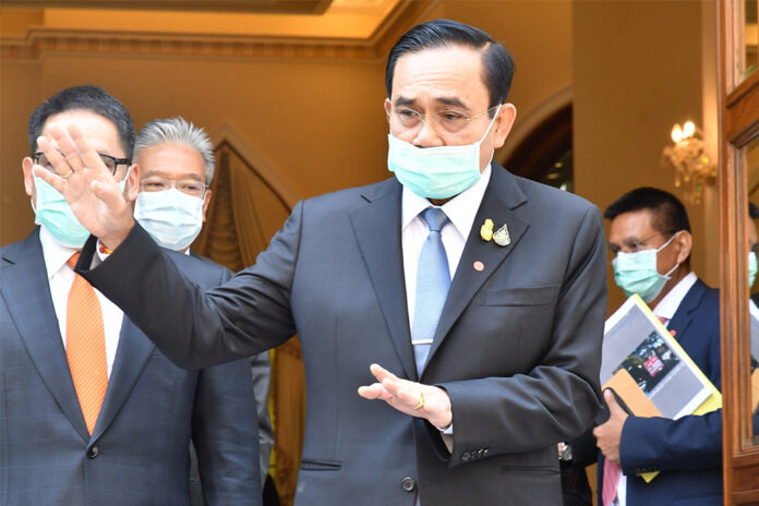 Prime Minister Prayut Chan-o-cha at the Government House on April 16, 2020.