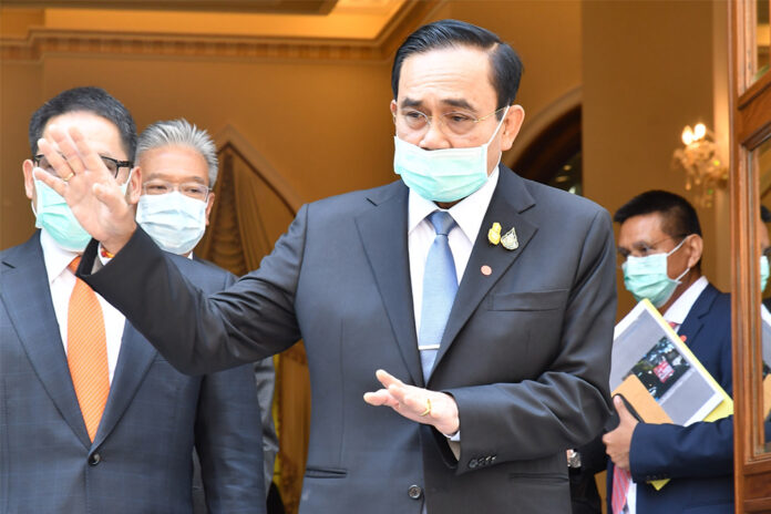 Prime Minister Prayut Chan-o-cha at the Government House on April 16, 2020. Prime Minister Prayut Chan-o-cha at the Government House on April 16, 2020.