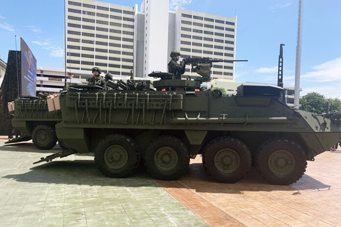 Stryker infantry carrier vehicles during a handover ceremony at the Army Headquarters on Sept. 12, 2019.