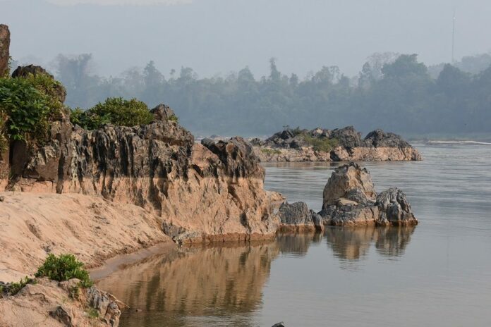 A Dec. 27, 2016, file photo shows a low water level in the Mekong River in Thailand.