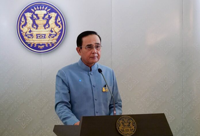 PM Prayut Chan-o-cha speaks at a news conference on May 12, 2020.
