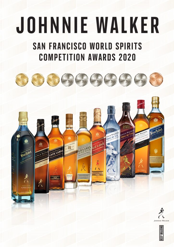 Johnnie Walker Wins 10 Awards From The San Francisco World Spirits Competition Celebrating Its 0 Years With Three Double Gold Six Silver And One Bronze Awards