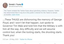 Twitter Adds ‘Glorifying Violence’ Warning to Trump Tweet