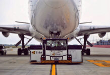 TG Union Changes Tact, Now Backs Gov’t Bailout Plans A Thai Airways aircraft being towed to a parking bay at Suvarnabhumi Airport.