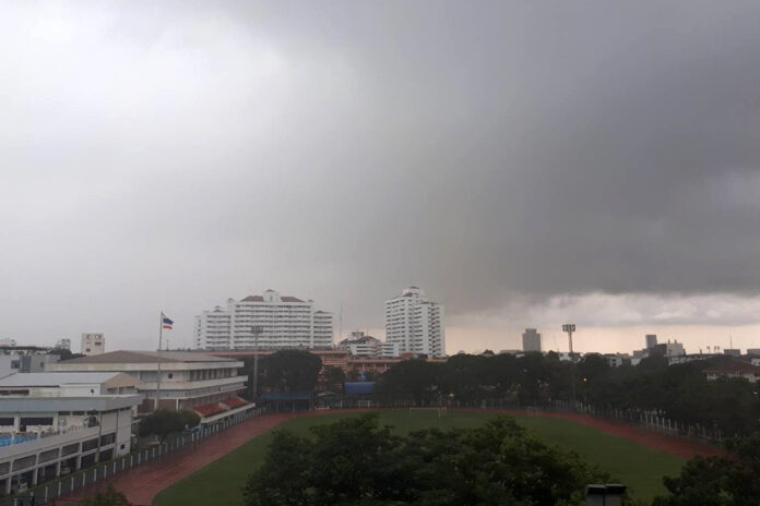 A view of cloudy skies over Bangkok.