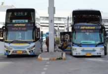 Public Transpo Adapts to Gov’t Loosening Virus Measures Inter-provincial buses are parked at Mo Chit Bus Terminal on May 18, 2020.