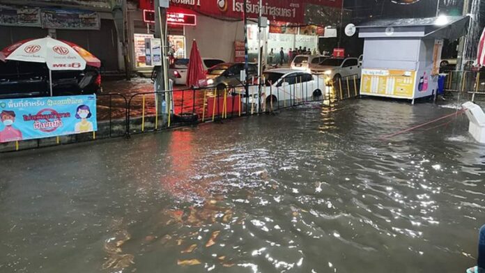 Flooding in Korat city on June 14, 2020.