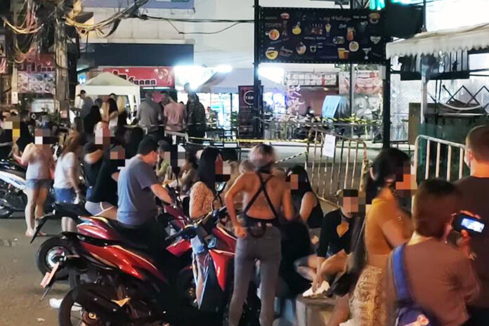 People gathering on Soi Bua Khao in Pattaya City on June 24, 2020. Photo: Siamchon Newspaper