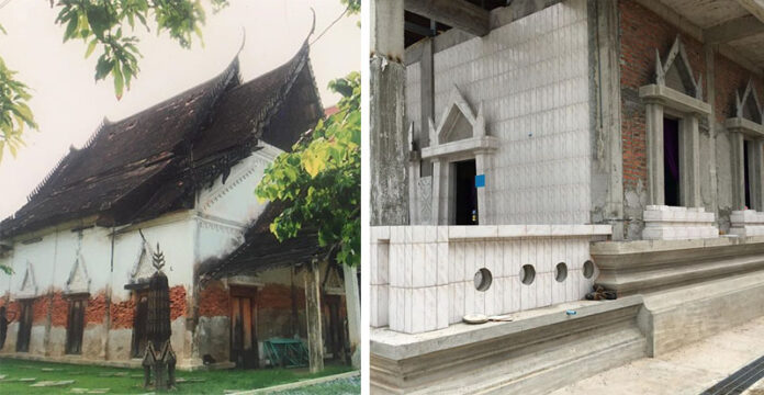 Photos of Wat Bang Duang Nok before and after being remodelled. Photos: Wara Chanmanee