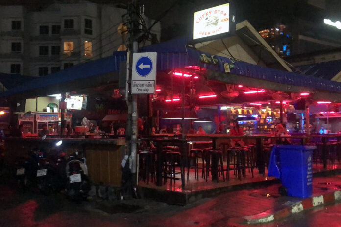 A bar on Pattaya Soi 6 on July 1, 2020.
