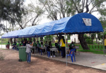 School Holds Class in Tents After Losing Funds in Pandemic Makeshift classrooms at Ban Ta Puan Sang Saeng on July 13, 2020.