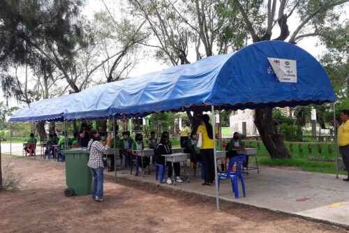 Makeshift classrooms at Ban Ta Puan Sang Saeng on July 13, 2020.