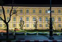 Police Summon Activists Over Laser Graffiti on DefMin “#SeekTheTruth” laser projected onto the Ministry of Defense in Bangkok on May 10, 2020.