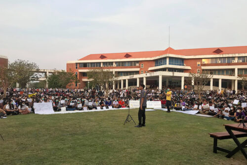 Student protest at Mahasarakham University on Feb. 27, 2020.