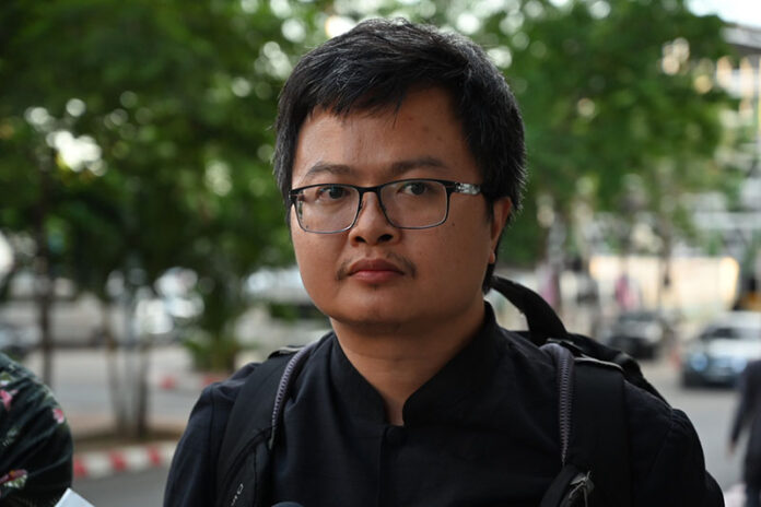 Arnon Nampha at the Criminal Court on Aug. 19, 2020. Arnon Nampha at the Criminal Court on Aug. 19, 2020.