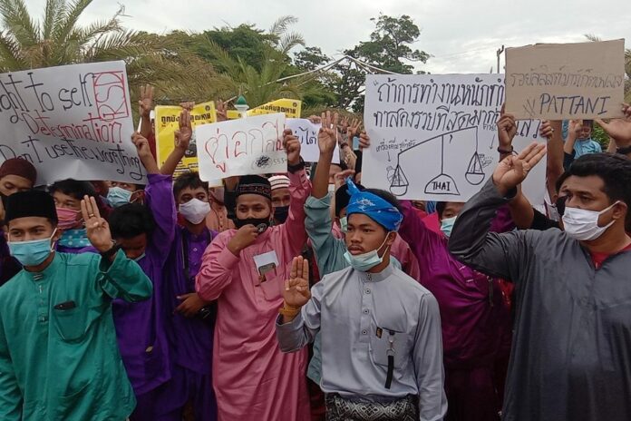 Anti-government protest in Pattani province on Aug. 2, 2020.
