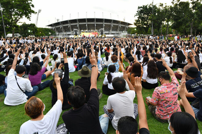 Anti-government rally at Thammasat University on Aug. 10, 2020.