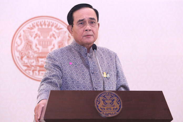 PM Prayut Chan-o-cha speaks at the Government House on Sept. 1, 2020.
