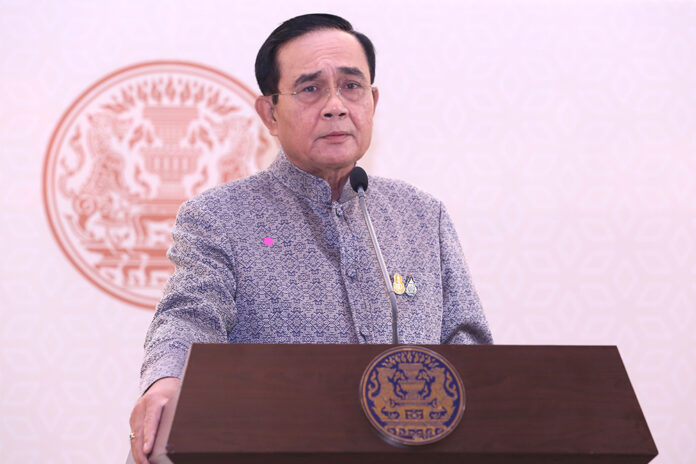 PM Prayut Chan-o-cha speaks at the Government House on Sept. 1, 2020. PM Prayut Chan-o-cha speaks at the Government House on Sept. 1, 2020.