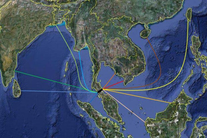 The proposed route of Thai Canal. The proposed route of Thai Canal.