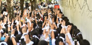 Students join an anti-government protest in front of the Ministry of Education in Bangkok on Aug. 19, 2020.