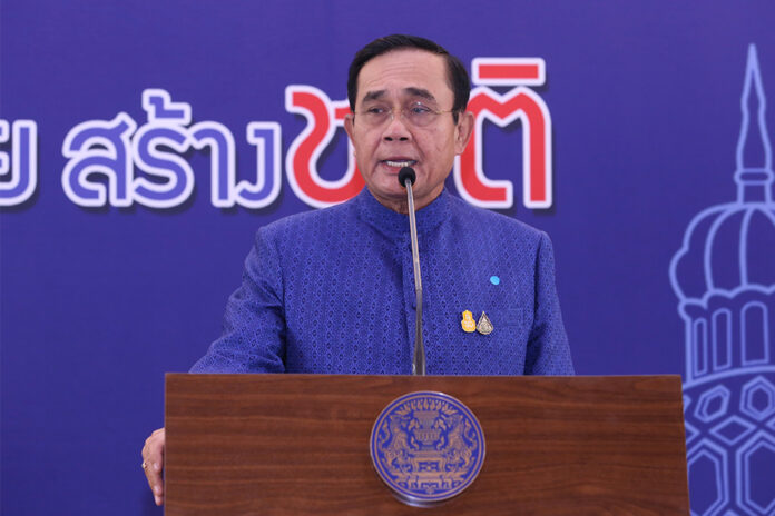 PM Prayut Chan-o-cha speaks at a news conference on Sept. 22, 2020.