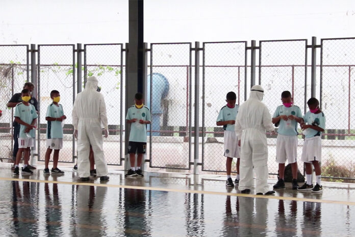 Buriram United youth players get tested for COVID-19 at the club’s training ground on Sept. 13, 2020.