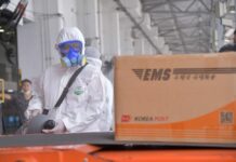 Convert Used Parcel Boxes Into Chairs, Tables for Rural Schools Thailand Post staff disinfect parcels from overseas to prevent coronavirus infection in July 2020.