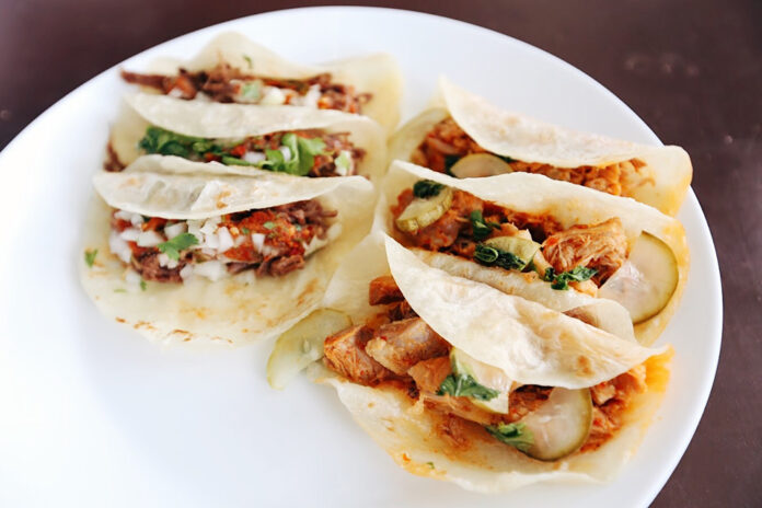 Suadero tacos (210 baht) and Braised Pork tacos (160 baht).
