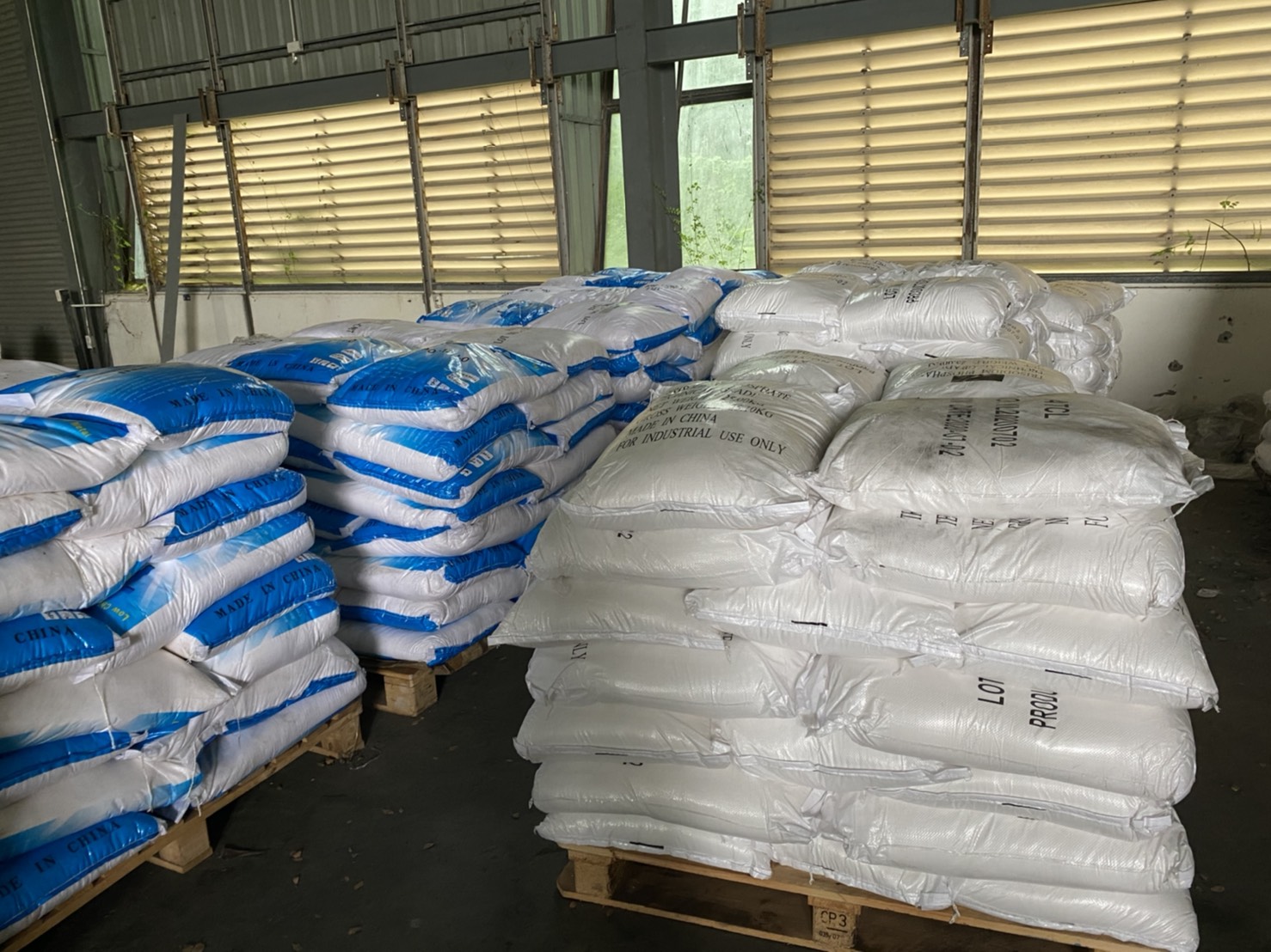 Piles of sacks believed to be containing ketamine as they were found in the warehouse.