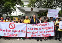 Nope, the CIA Isn’t Offering Asylum to Thai Protest Leaders Pro-establishment protesters gather in front of the U.S. embassy in Bangkok on Oct. 27, 2020.