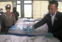 Official Says No Drug Found in Drug Bust Tipped Off by Taiwan Justice minister Somsak Thepsuthin examines one of the sacks believed to be containing ketamine during the raid of a warehouse in Chachoengsao province on Nov. 12, 2020.