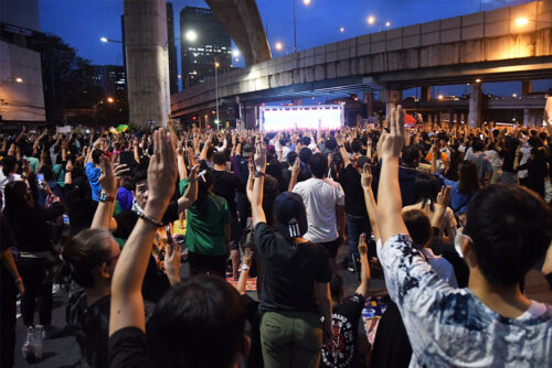 Anti-government protest at Lat Phrao Intersection on Dec. 2, 2020.