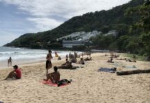 Gov’t to Charge Foreign Tourists 300 Baht for ‘Tourism Development’ Few tourists are seen on a beach amid the coronavirus pandemic in Phuket province on June 9, 2020.