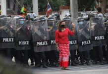 Riot Police Attack, Disperse Protesters at Myanmar Embassy