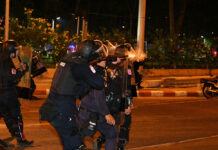 Watchdogs Unsettled by Police Firing ‘Rubber Bullets’ on Protesters A riot police fires rubber bullets at anti-government demonstrators on Feb. 28, 2021.