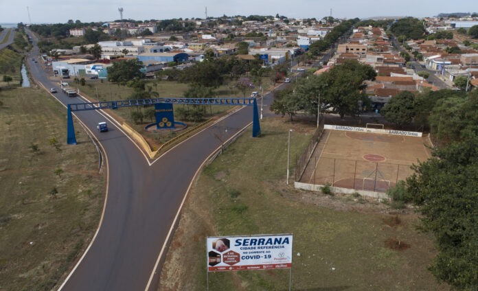 An aerial view of the entrance of Serrana, Sao Paulo state, Brazil, Friday, May 28, 2021. Photo: Andre Penner / AP An aerial view of the entrance of Serrana, Sao Paulo state, Brazil, Friday, May 28, 2021. Photo: Andre Penner / AP