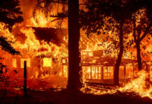 California’s Largest Fire Burns Homes as Blazes Scorch West