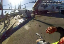 Pilot Rescued From Wreckage in LA Moments Before Train Hits In this screen grab from a body cam video provided by the Los Angeles Police Department, a commuter train crashes with a plane which had just taken off from nearby Whiteman Airport Sunday, Jan. 9, 2021 in Pacoima, Calif. Photo: Los Angeles Police Department via AP