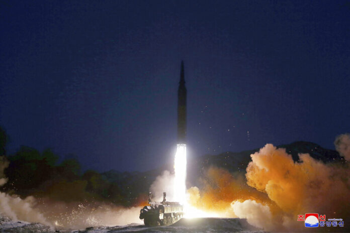 This photo provided by the North Korean government shows what it says a test launch of a hypersonic missile on Jan. 11, 2022 in North Korea. Photo: Korean Central News Agency / Korea News Service via AP This photo provided by the North Korean government shows what it says a test launch of a hypersonic missile on Jan. 11, 2022 in North Korea. Photo: Korean Central News Agency / Korea News Service via AP
