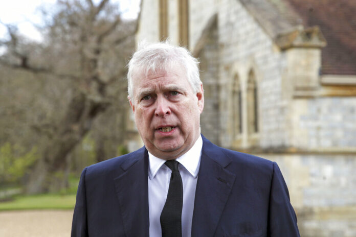 In this Sunday, April 11, 2021 file photo, Britain's Prince Andrew speaks during a television interview at the Royal Chapel of All Saints at Royal Lodge, Windsor. Photo: Steve Parsons / Pool Photo via AP File