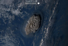Tsunami Threat Recedes From Huge Pacific Volcanic Eruption This satellite image taken by Himawari-8, a Japanese weather satellite operated by Japan Meteorological Agency and released by National Institute of Information and Communications Technology (NICT), shows an undersea volcano eruption at the Pacific nation of Tonga Saturday, Jan. 15, 2022. Photo: NICT via AP