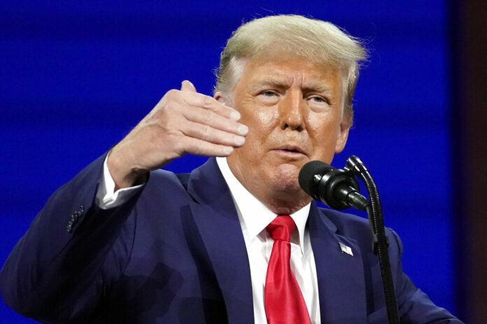 FILE - Former president Donald Trump speaks at the Conservative Political Action Conference (CPAC) Sunday, Feb. 28, 2021, in Orlando, Fla. Photo: John Raoux / AP File