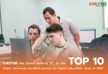 KMUTNB has been ranked 7th in the TOP 10 Public University Students pursue for higher education study in 2021