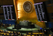 UN Assembly Votes to Demand That Russia Stop War in Ukraine United Nations members vote on a resolution concerning the Ukraine during an emergency meeting of the General Assembly at United Nations headquarters, Wednesday, March 2, 2022. Photo: Seth Wenig / AP